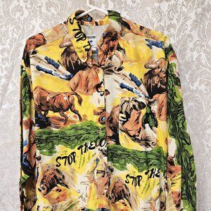 Moschino Jeans shirt/blouse anti bullfighting matador "Stop the Corrida System"